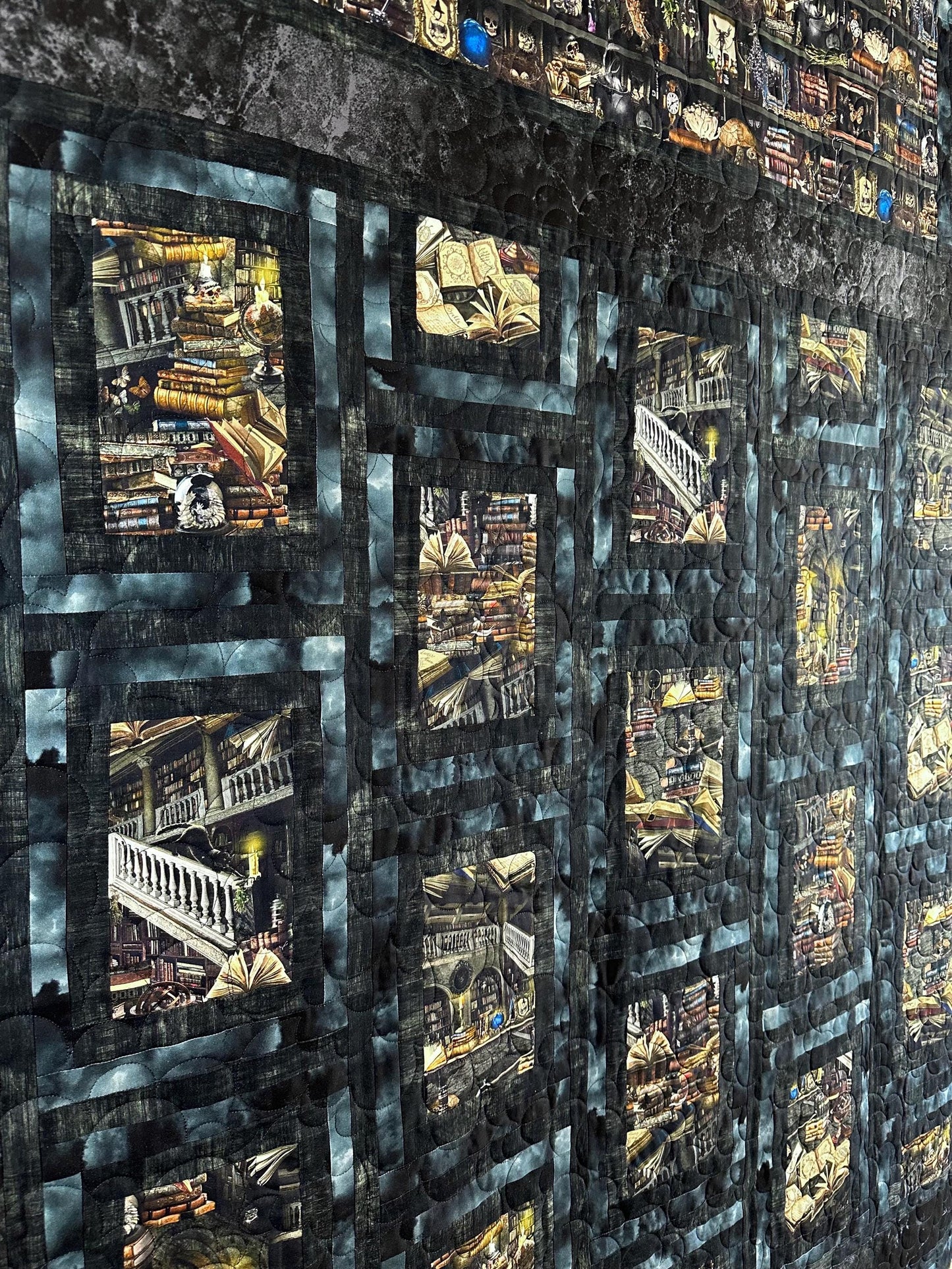 Haunted Library Throw Size Quilt