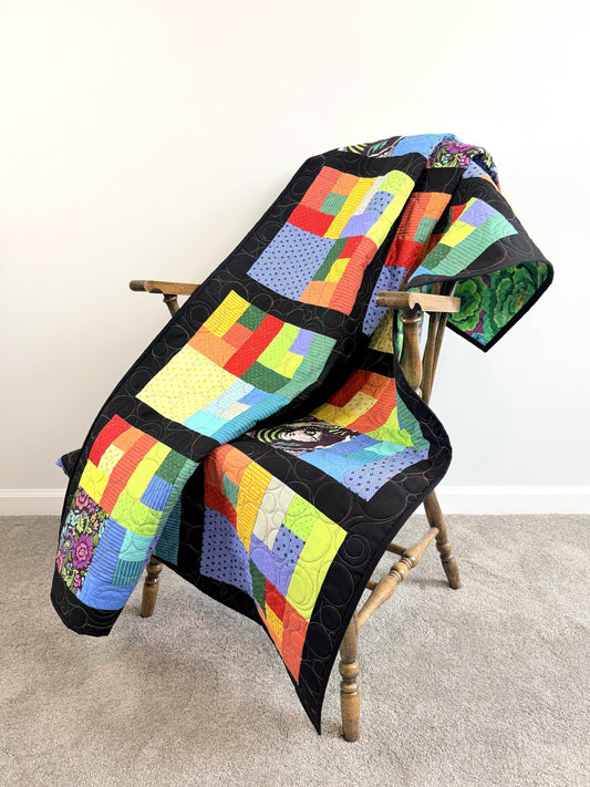 Witch Rainbow Patchwork Throw Quilt