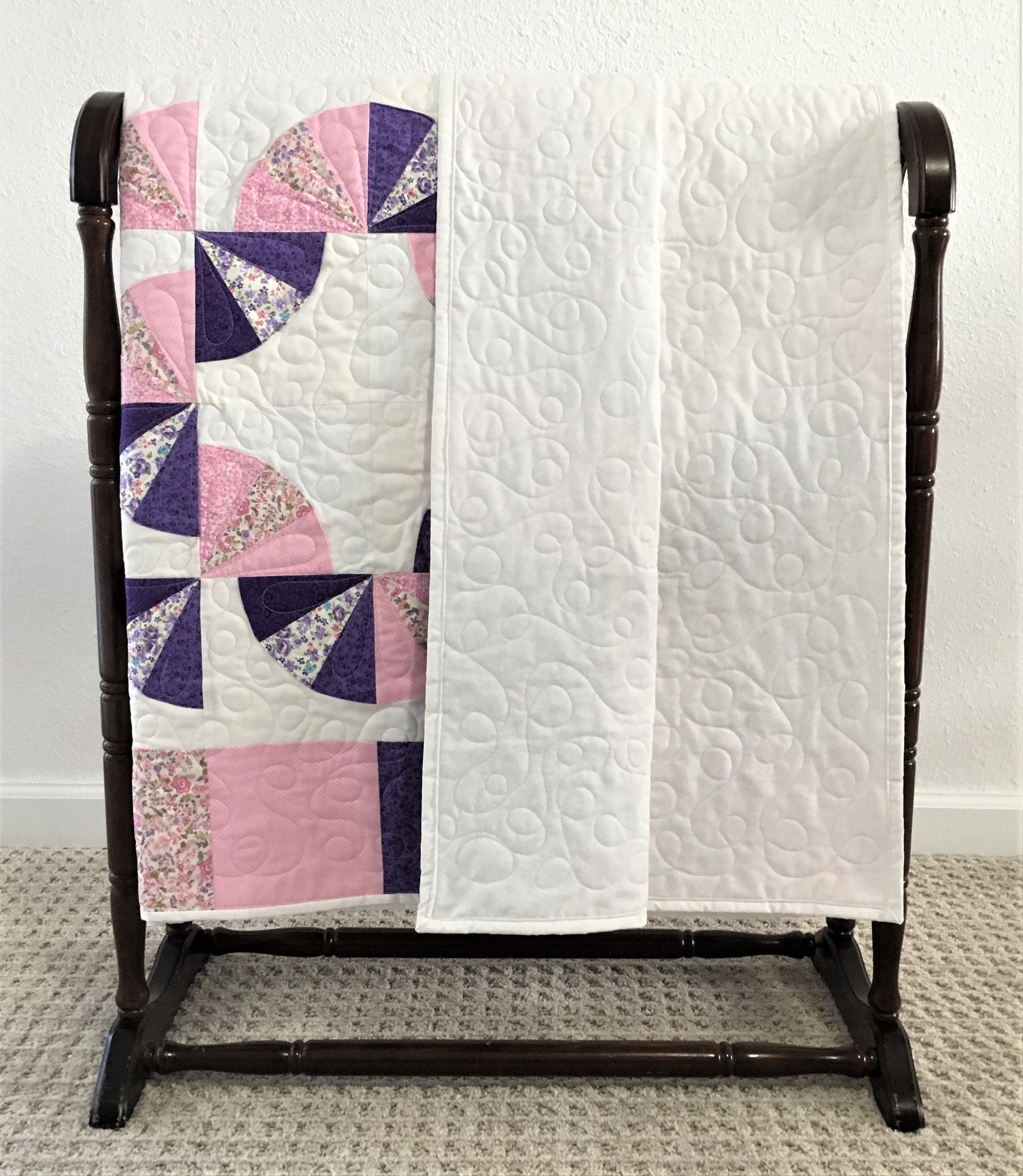 Fan Quilt, Pink and Purple, Queen Size