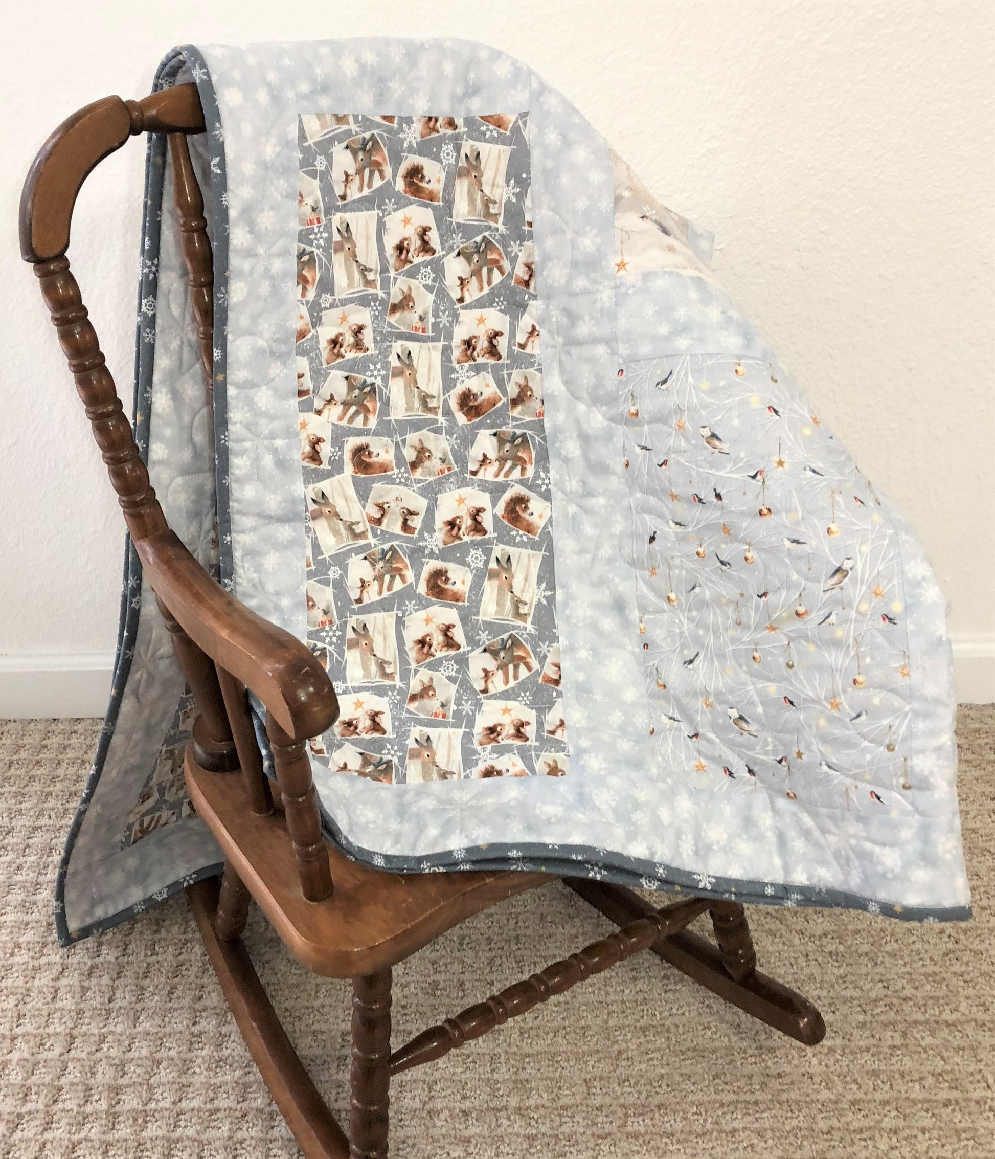 Winter Forest Animal Small Quilt
