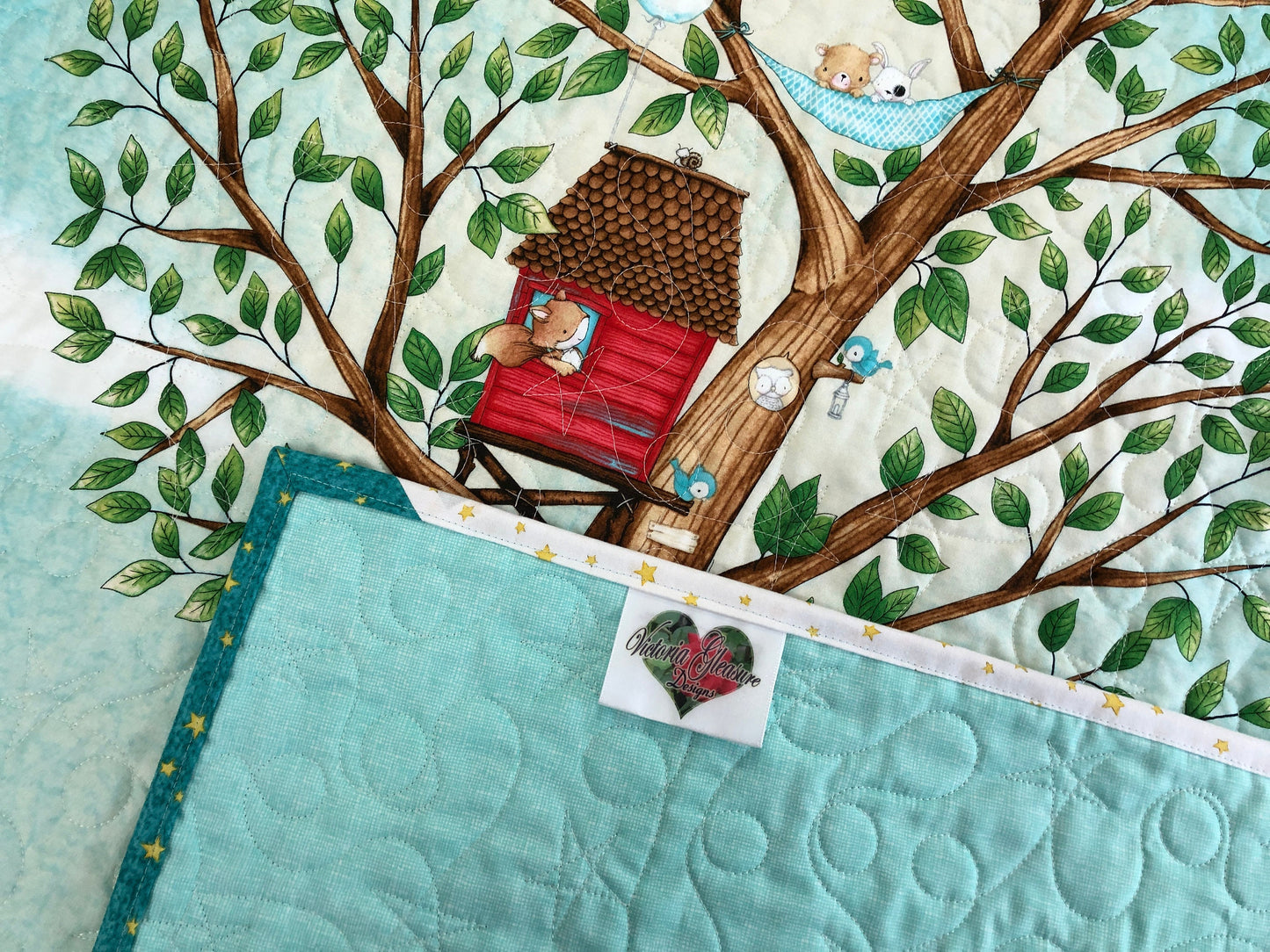 Tree House With Cute Woodland Animals Small Quilt