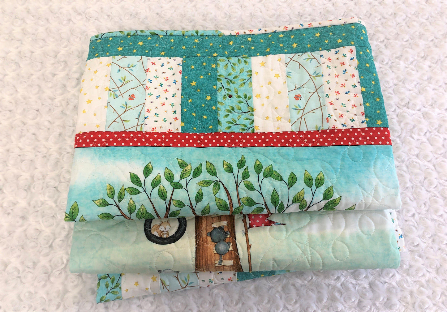 Tree House With Cute Woodland Animals Small Quilt