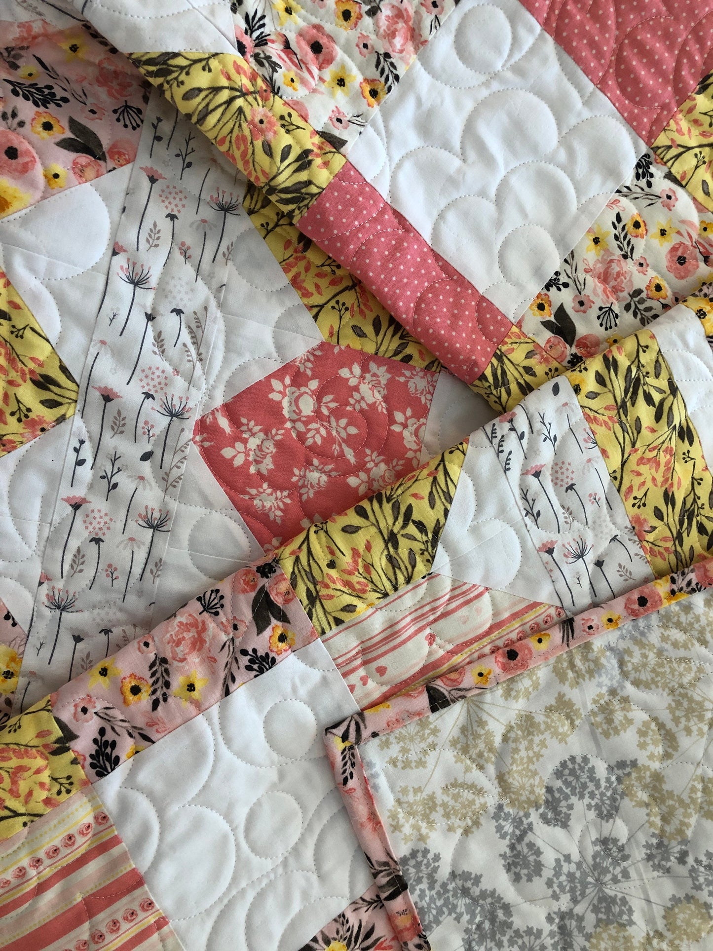 Pink and Yellow Floral Lap Quilt