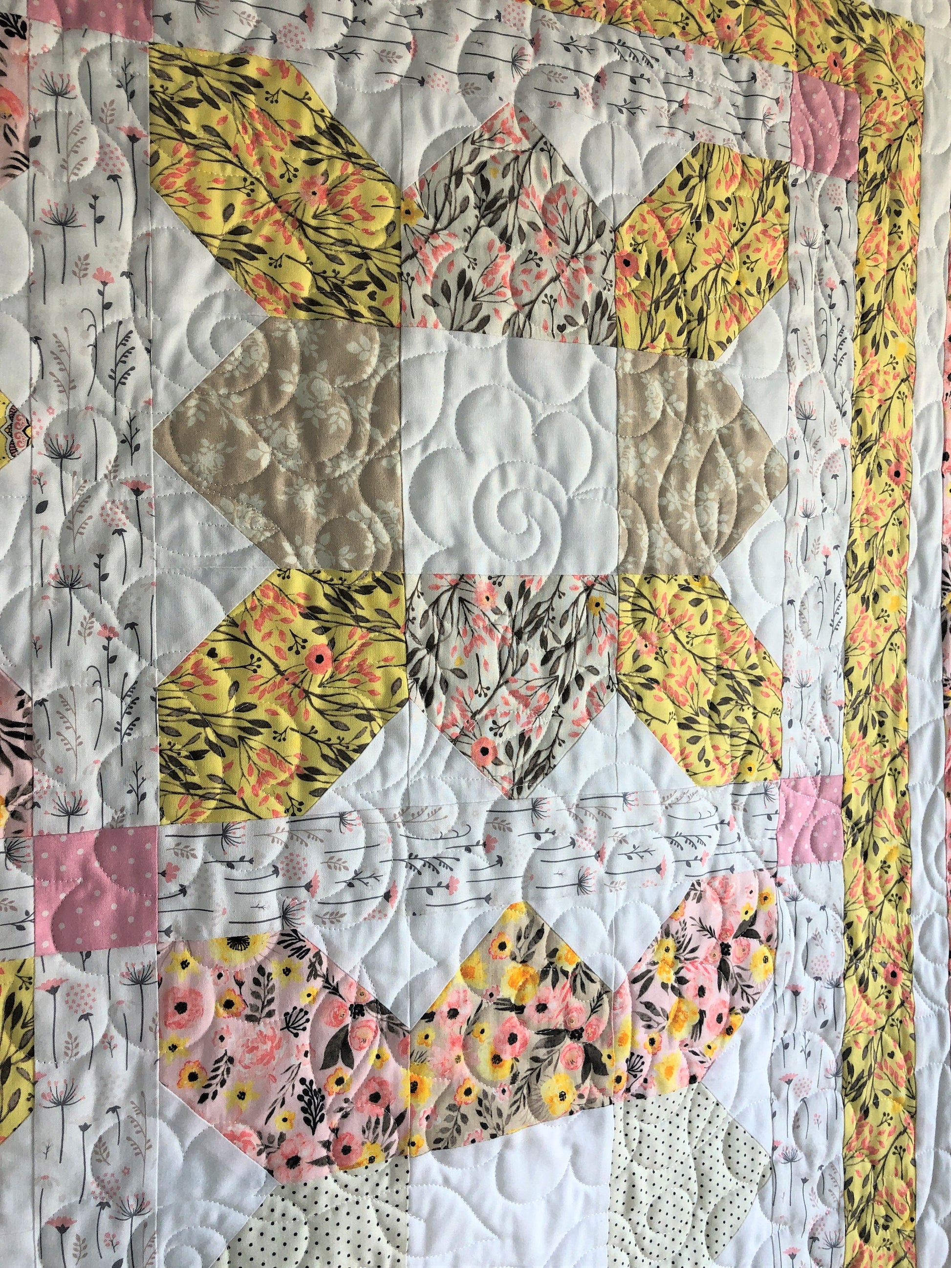 Pink and Yellow Floral Lap Quilt