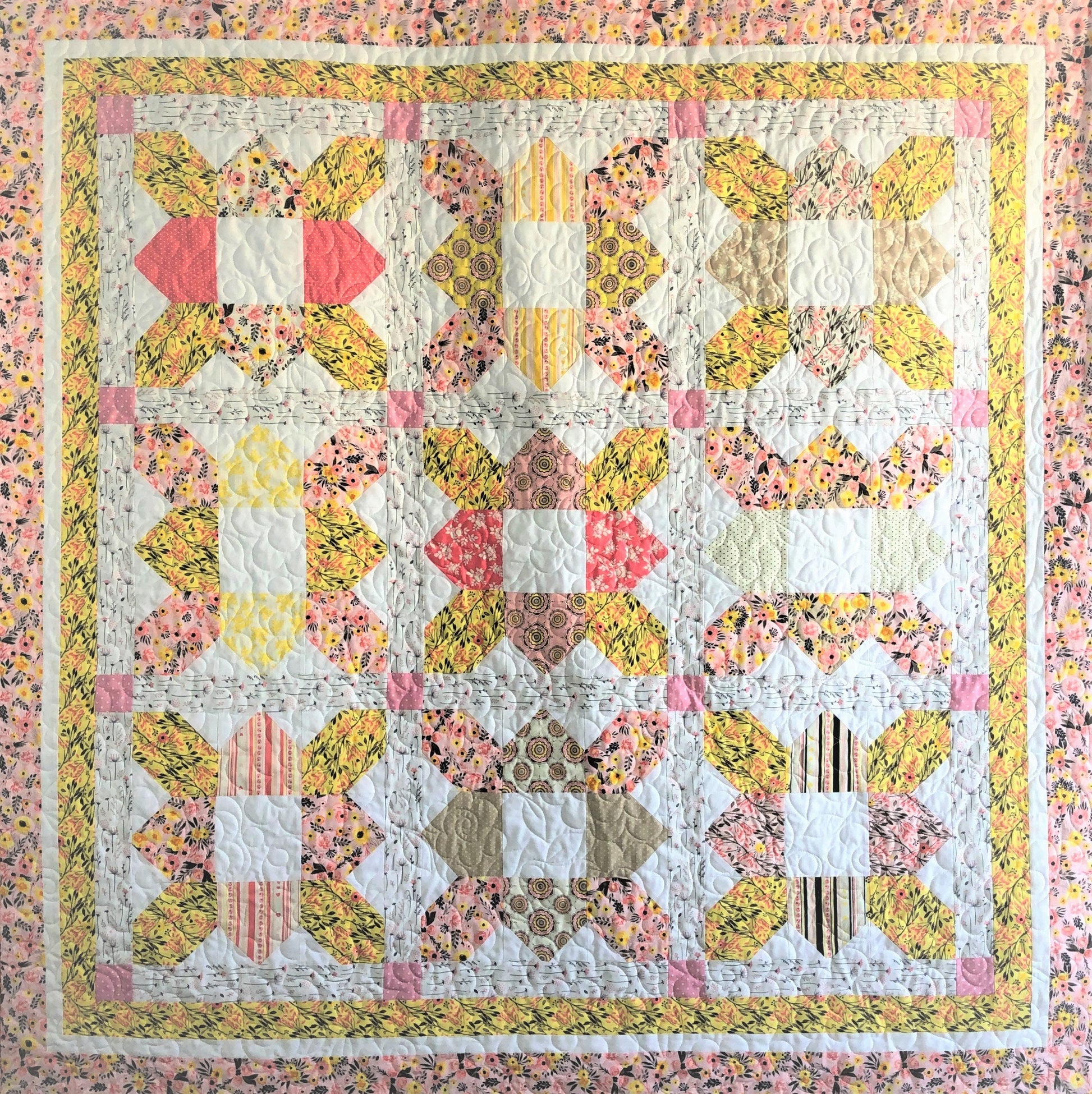 Pink and Yellow Floral Lap Quilt