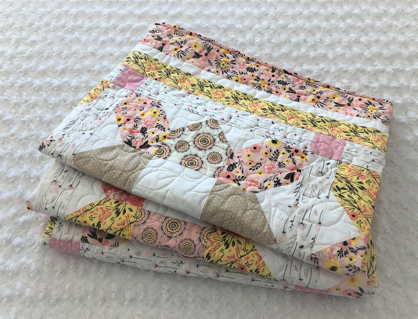 Pink and Yellow Floral Lap Quilt