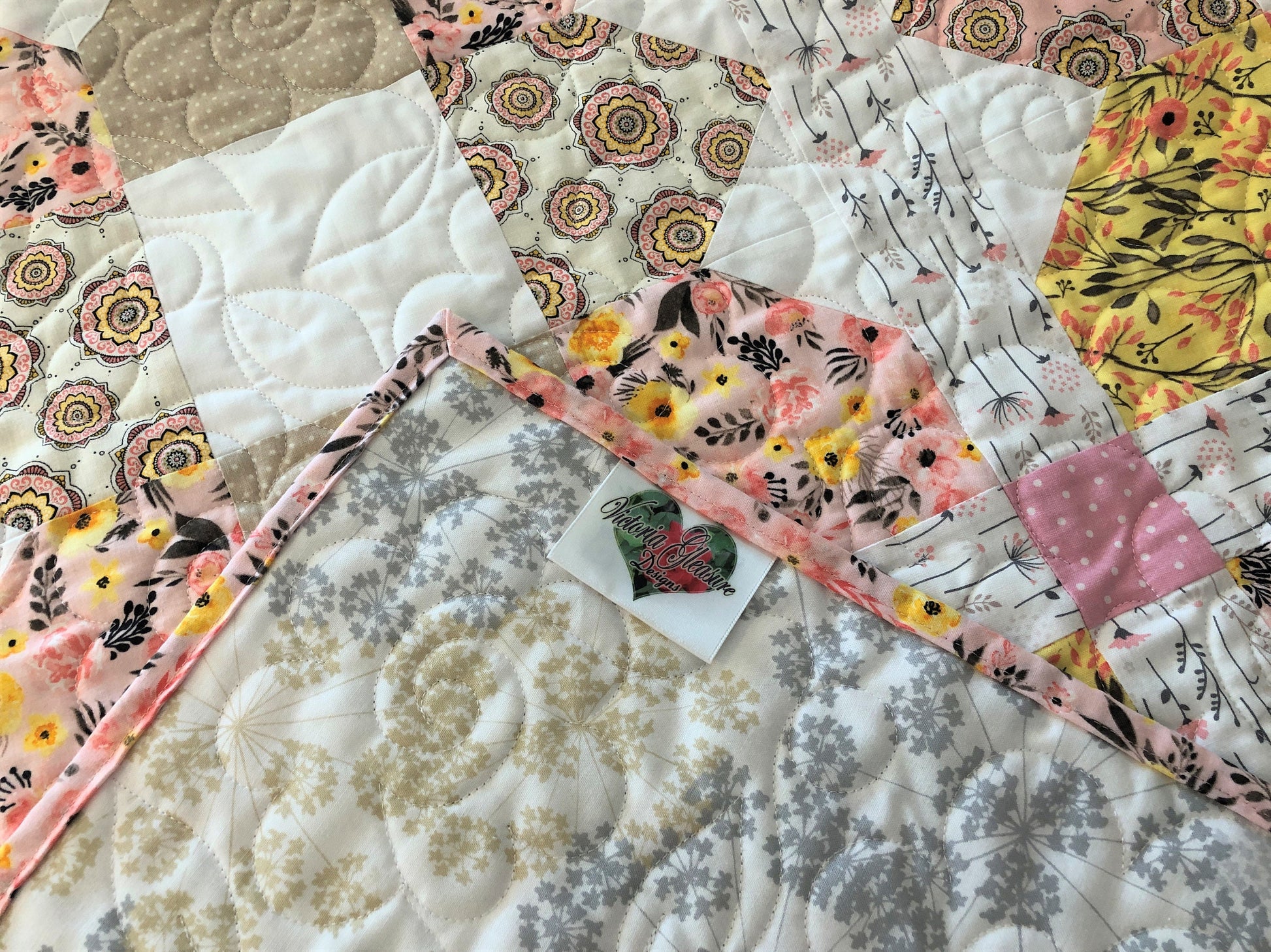 Pink and Yellow Floral Lap Quilt