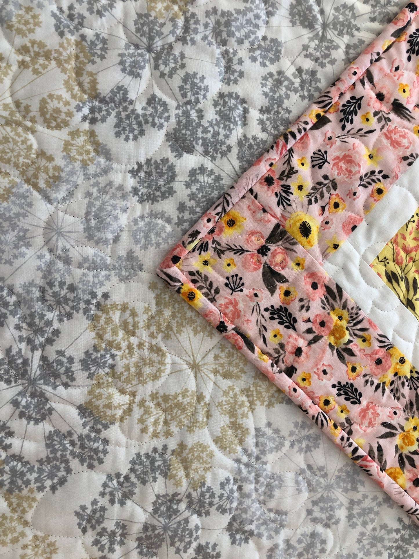 Pink and Yellow Floral Lap Quilt