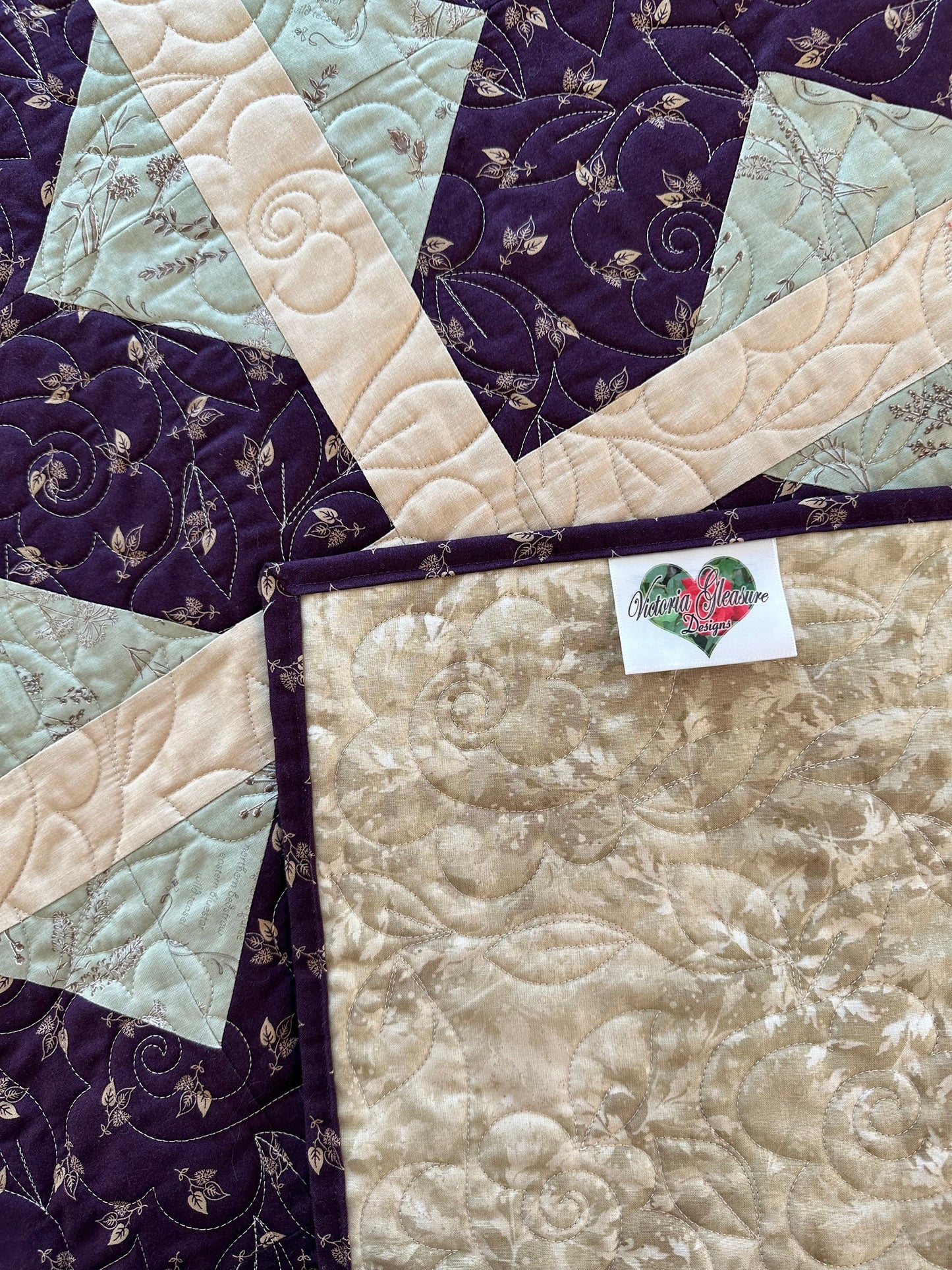 Purple Floral Lattice Large Throw Quilt