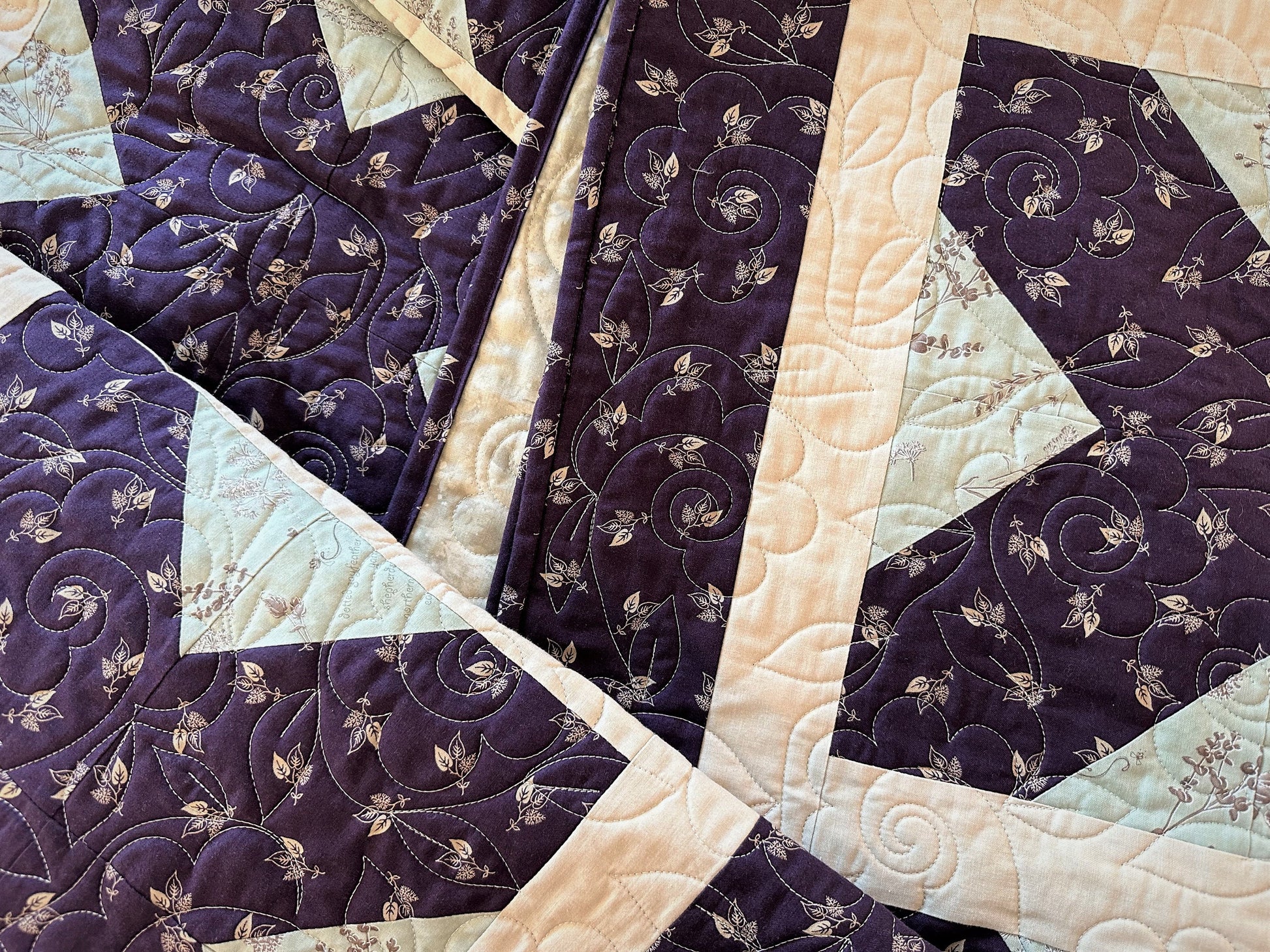 Purple Floral Lattice Large Throw Quilt