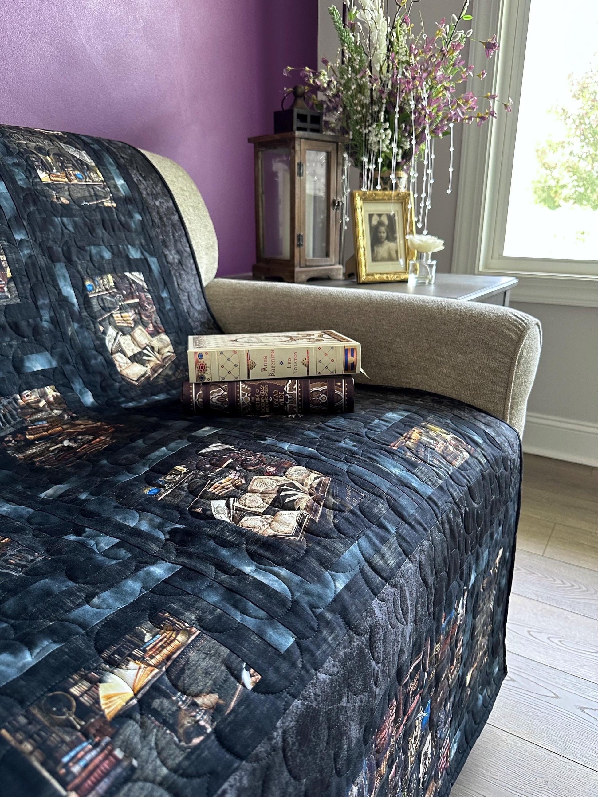 Haunted Library Throw Size Quilt