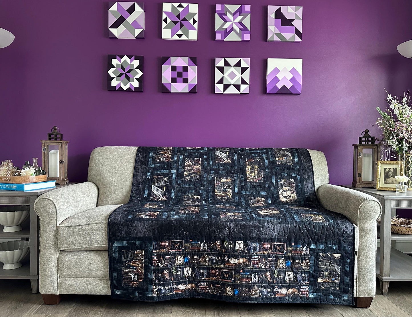 Haunted Library Throw Size Quilt