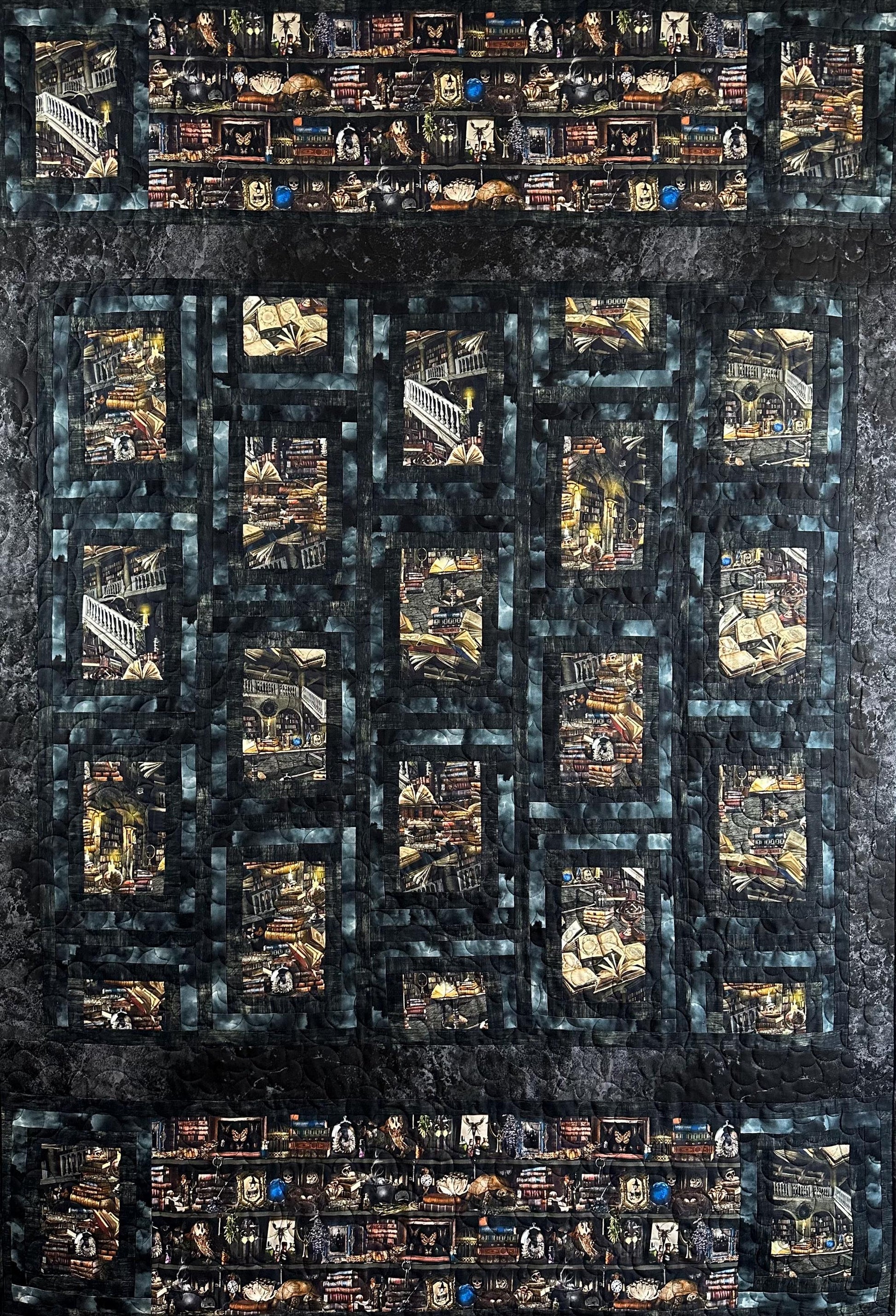 Haunted Library Throw Size Quilt