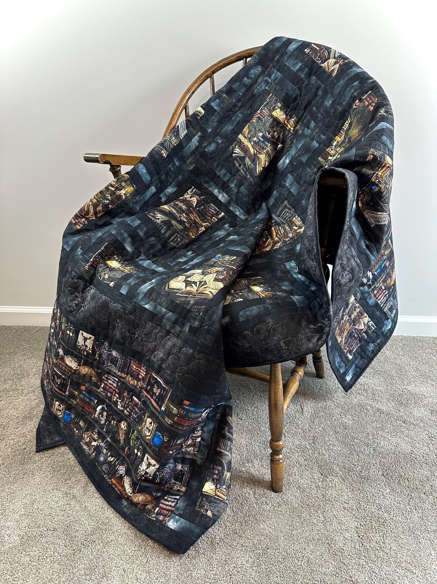 Haunted Library Throw Size Quilt