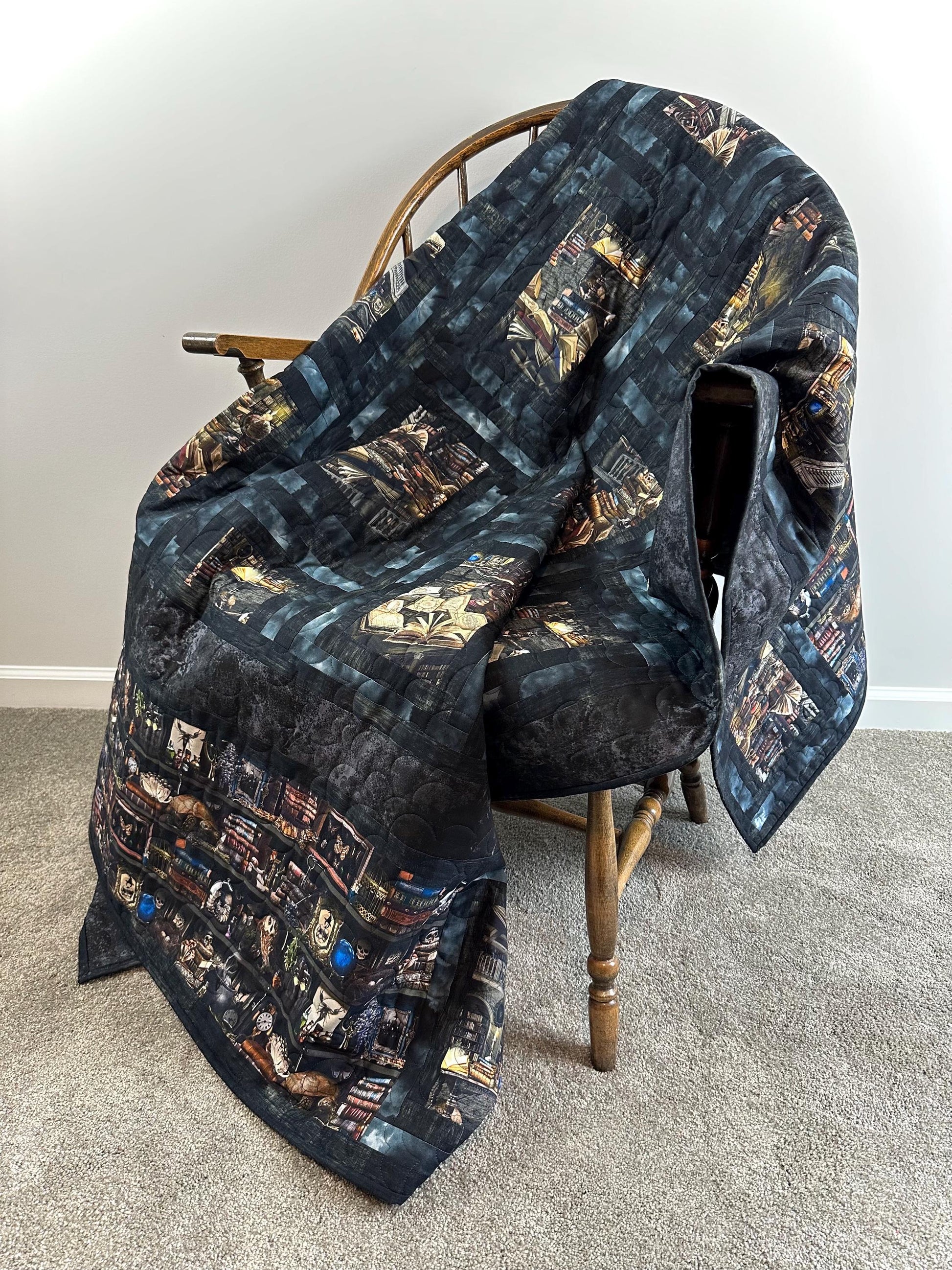 Haunted Library Throw Size Quilt