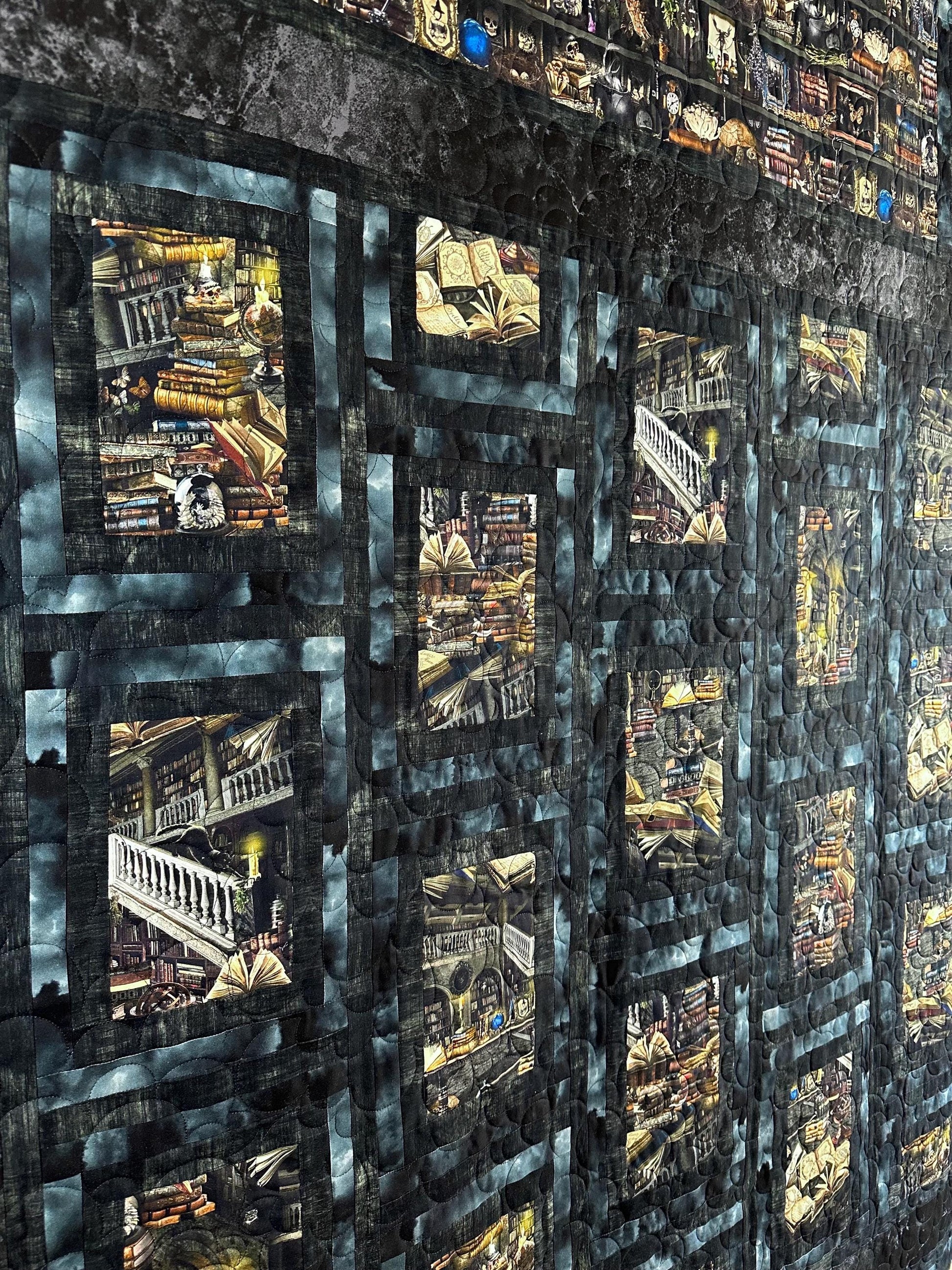 Haunted Library Throw Size Quilt