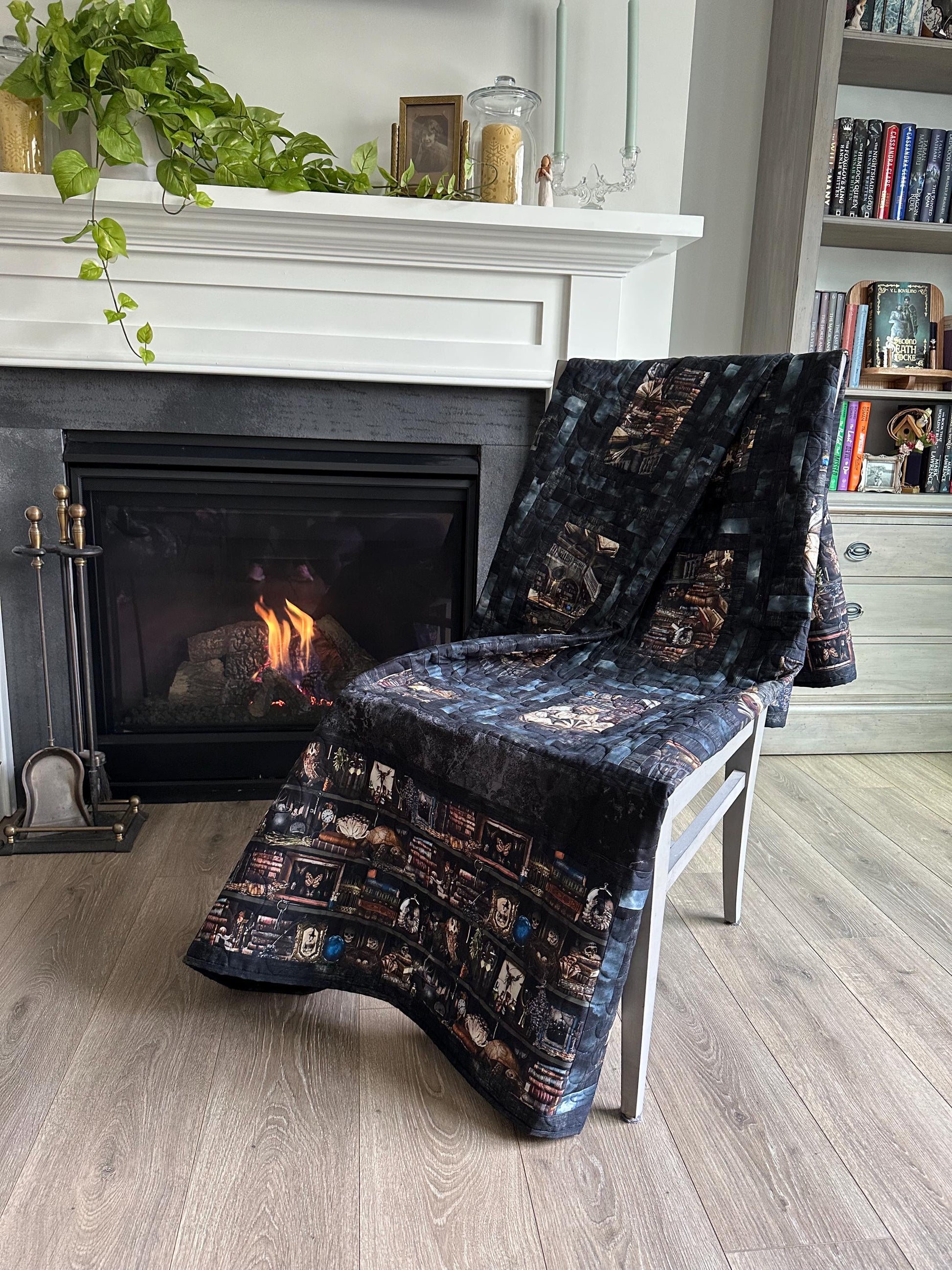 Haunted Library Throw Size Quilt
