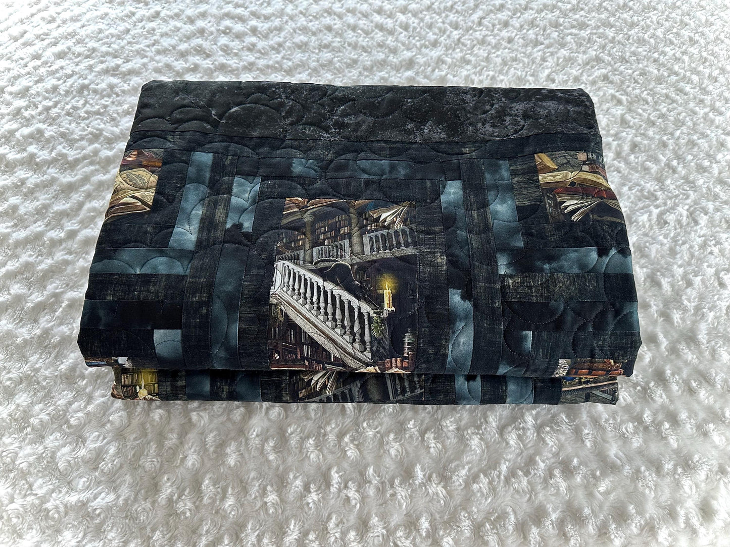 Haunted Library Throw Size Quilt