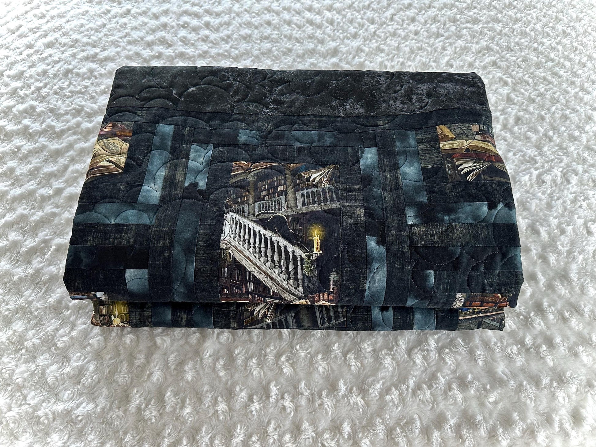 Haunted Library Throw Size Quilt