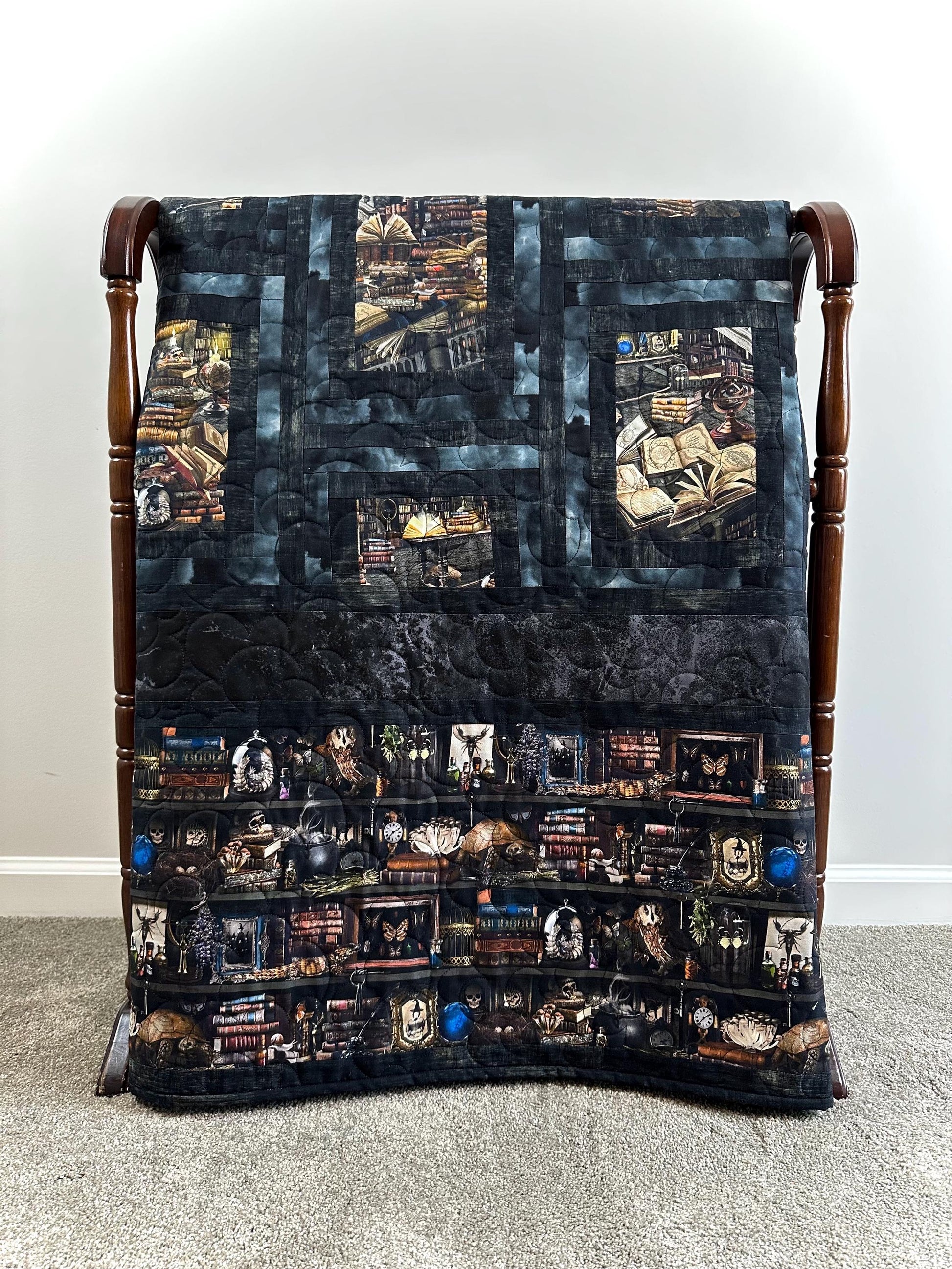Haunted Library Throw Size Quilt