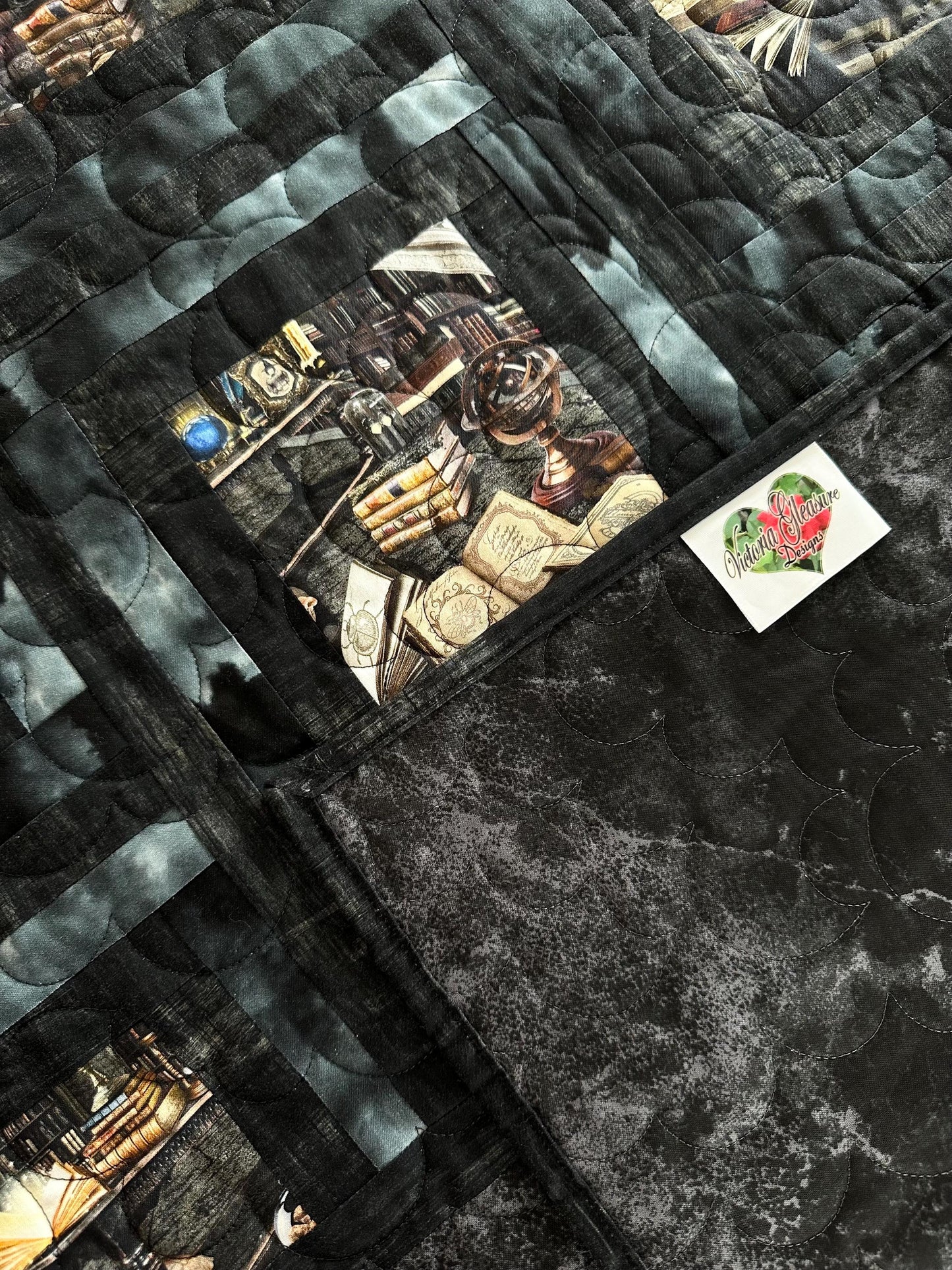 Haunted Library Throw Size Quilt