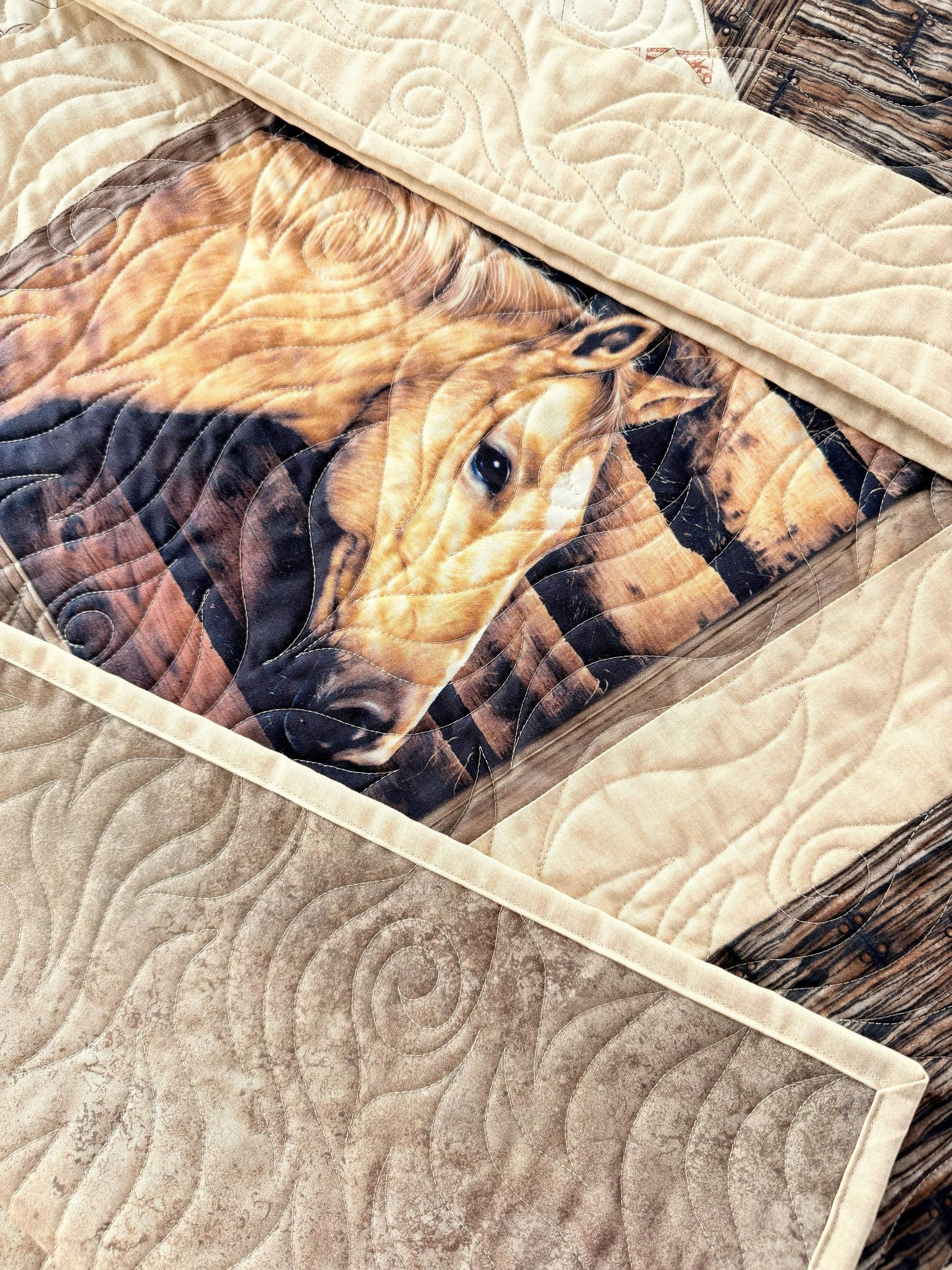 Pony Express, Horses in the Barn Throw Quilt