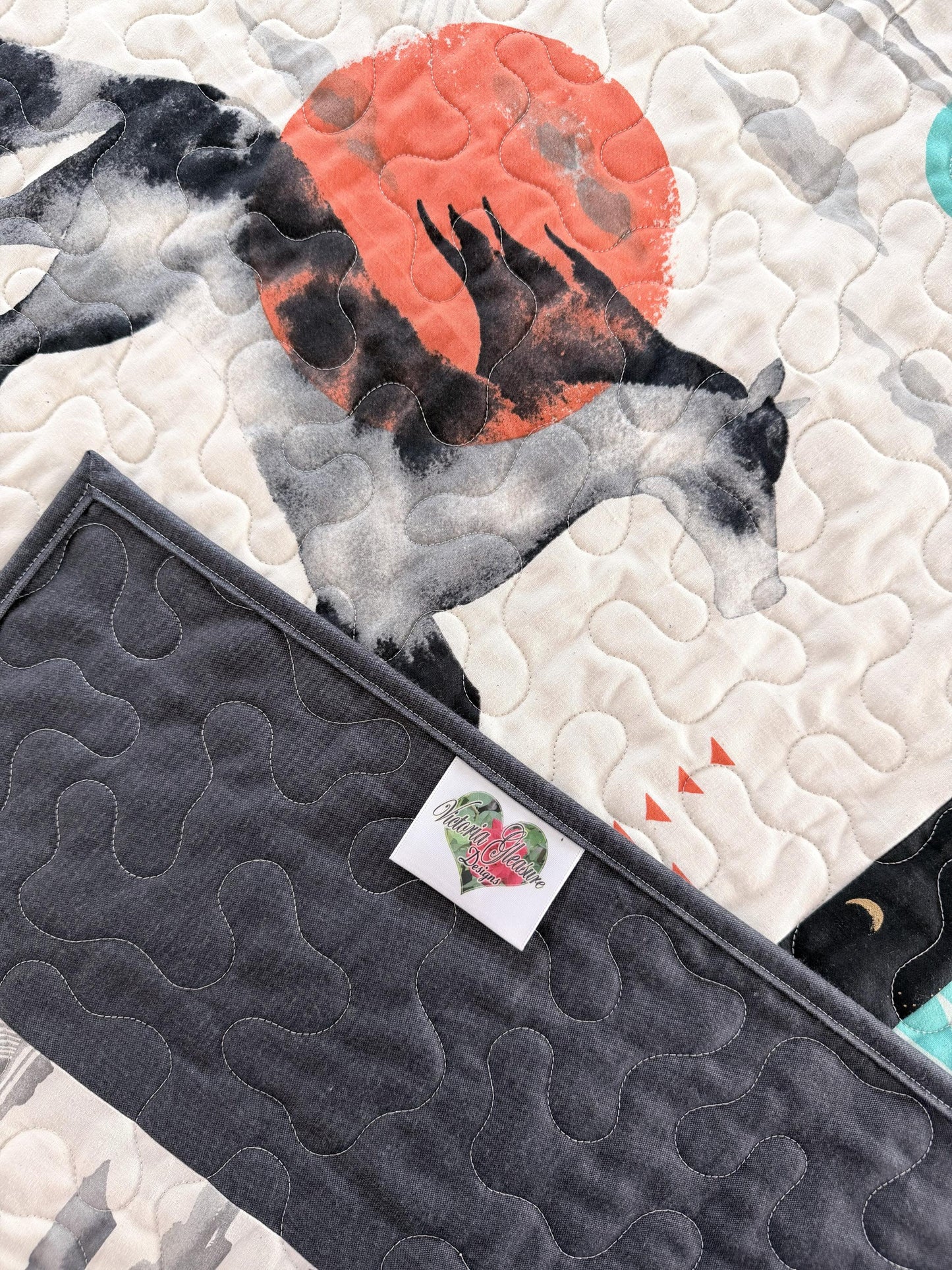 Horse Running Under a Sun Filled Sky Throw Quilt