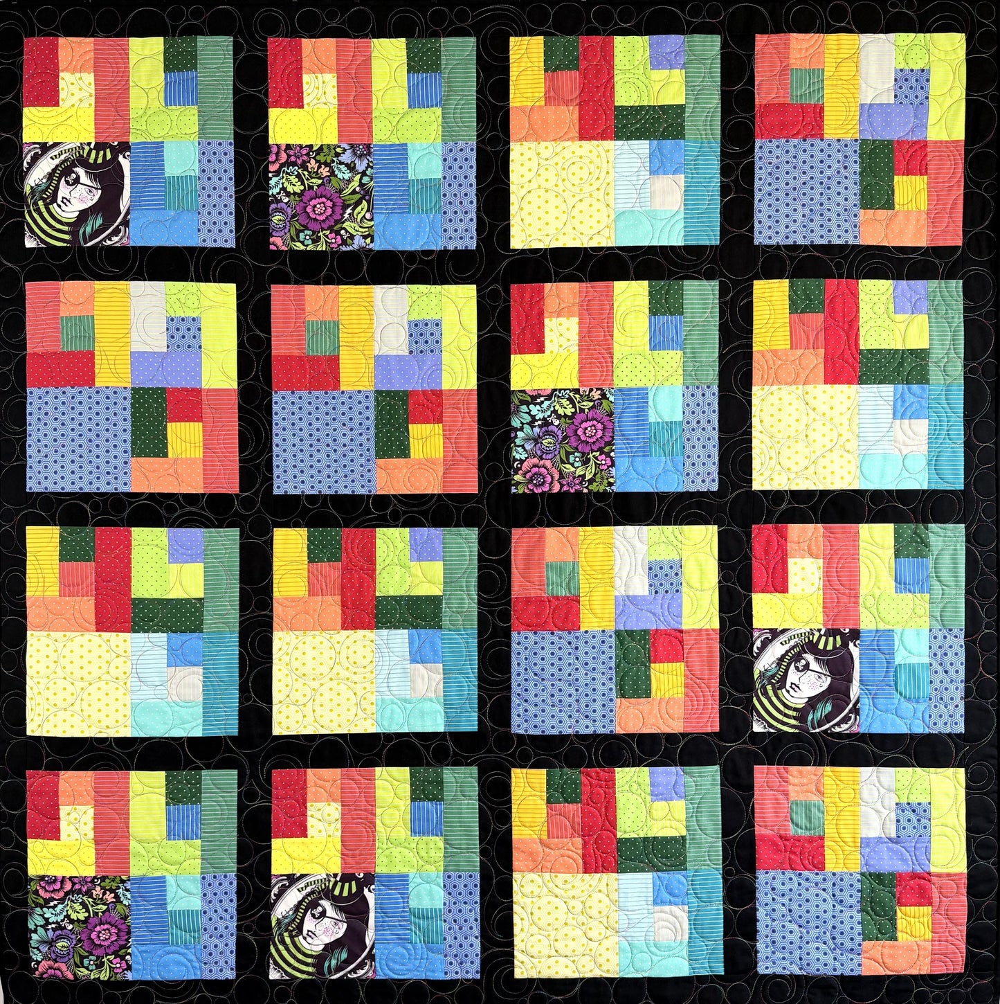Witch Rainbow Patchwork Throw Quilt