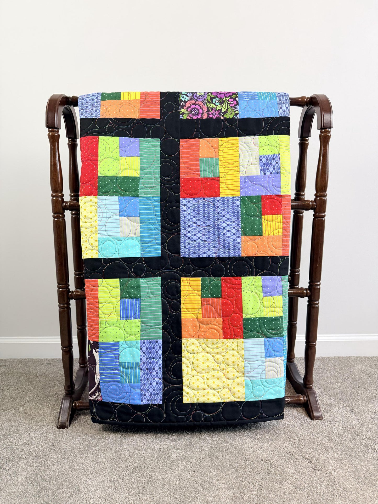 Witch Rainbow Patchwork Throw Quilt