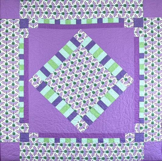 Purple Echinacea Flower Throw Quilt