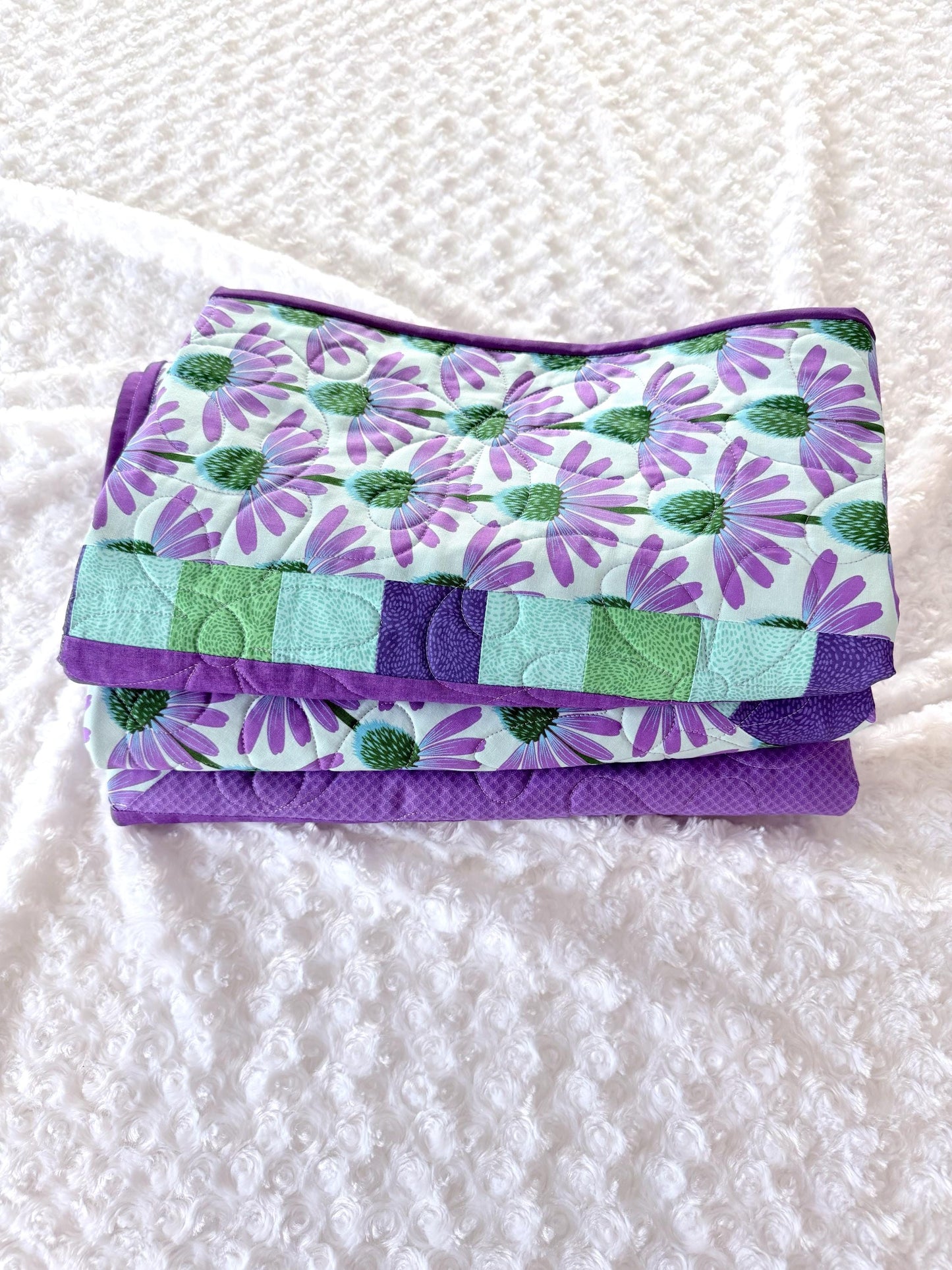 Purple Echinacea Flower Throw Quilt