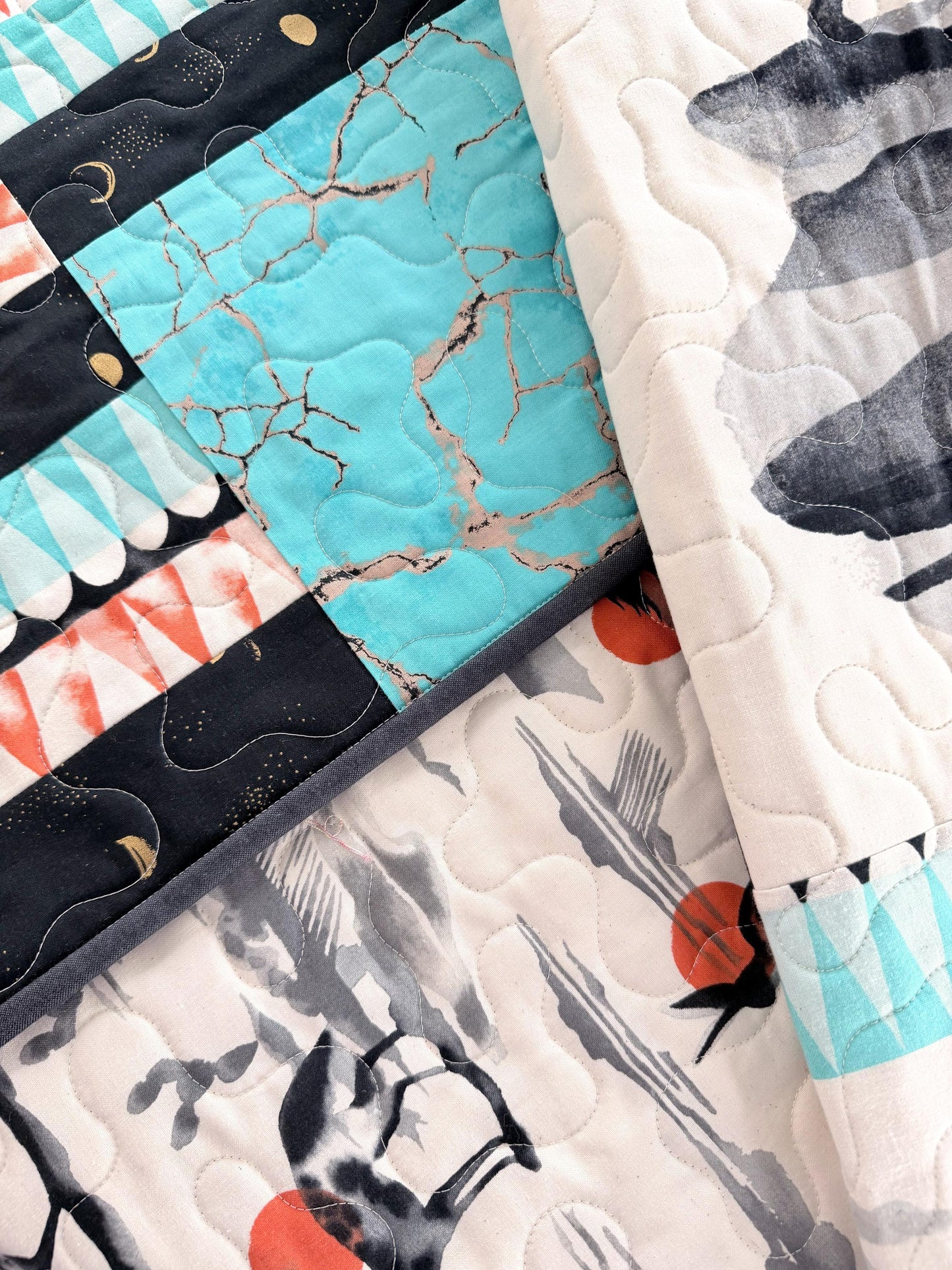 Horse Running Under a Sun Filled Sky Throw Quilt