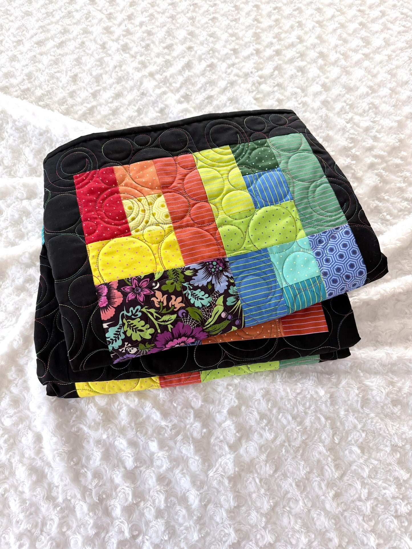 Witch Rainbow Patchwork Throw Quilt