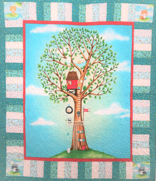 Tree House With Cute Woodland Animals Small Quilt