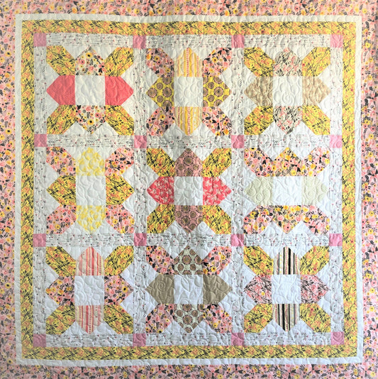 Pink and Yellow Floral Lap Quilt